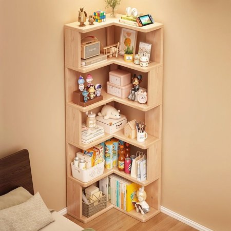 مكتبة خشبية زاويه 5 طبقات