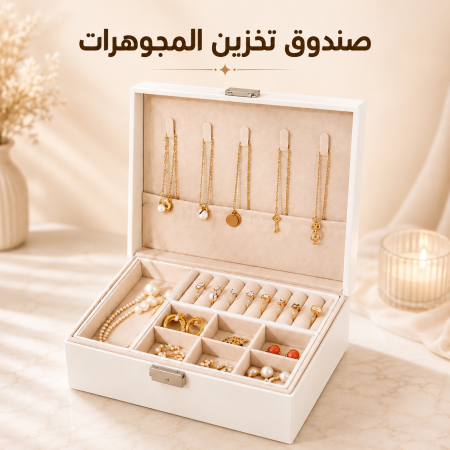 صندوق تخزين وتنظيم المجوهرات متعدد الأقسام